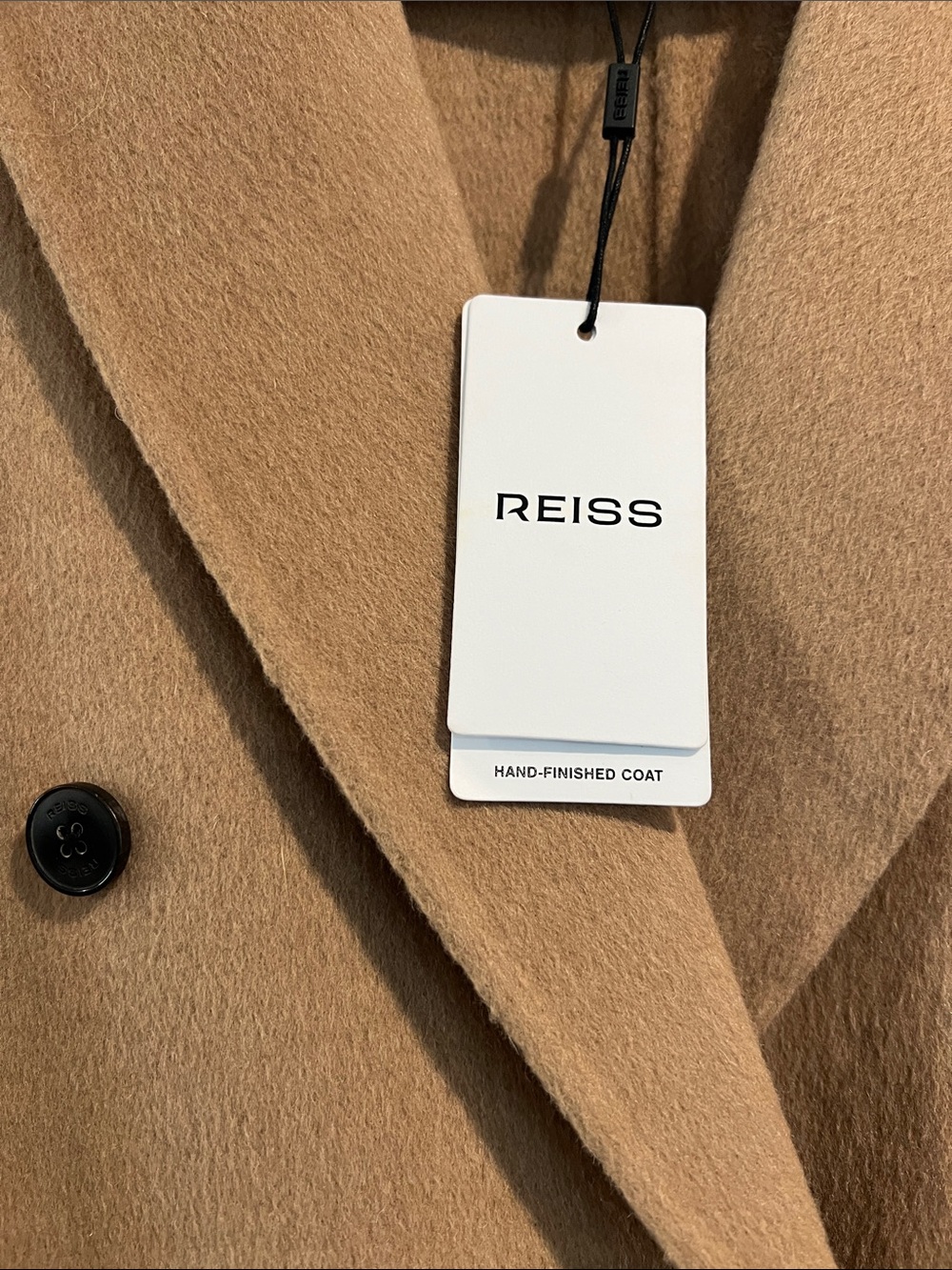 Reiss Lara Camel Double Breasted Wool Blend Overcoat Size 8 - Picture 6 of 8
